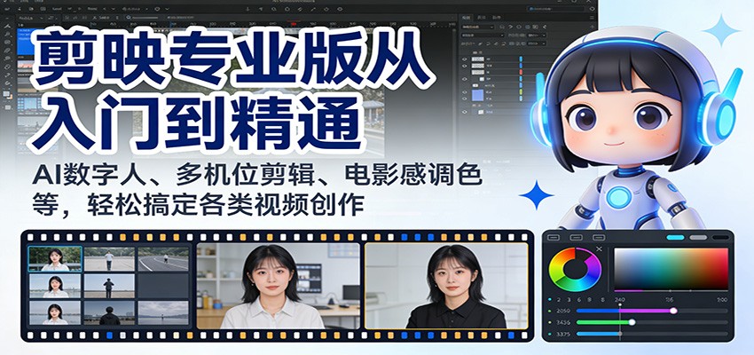剪映专业版从入门到精通:AI数字人、多机位剪辑、电影感调色等,轻松搞定各类视频创作-灵感工坊云网创