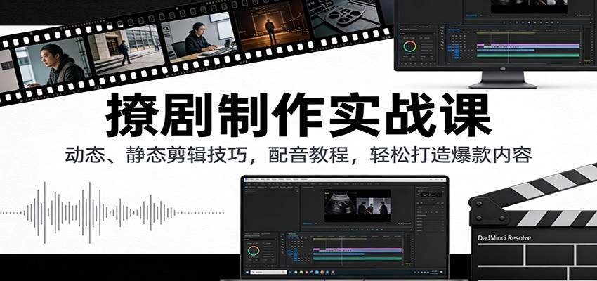 撩剧制作实战课:动态、静态剪辑技巧,配音教程,轻松打造爆款内容-灵感工坊云网创