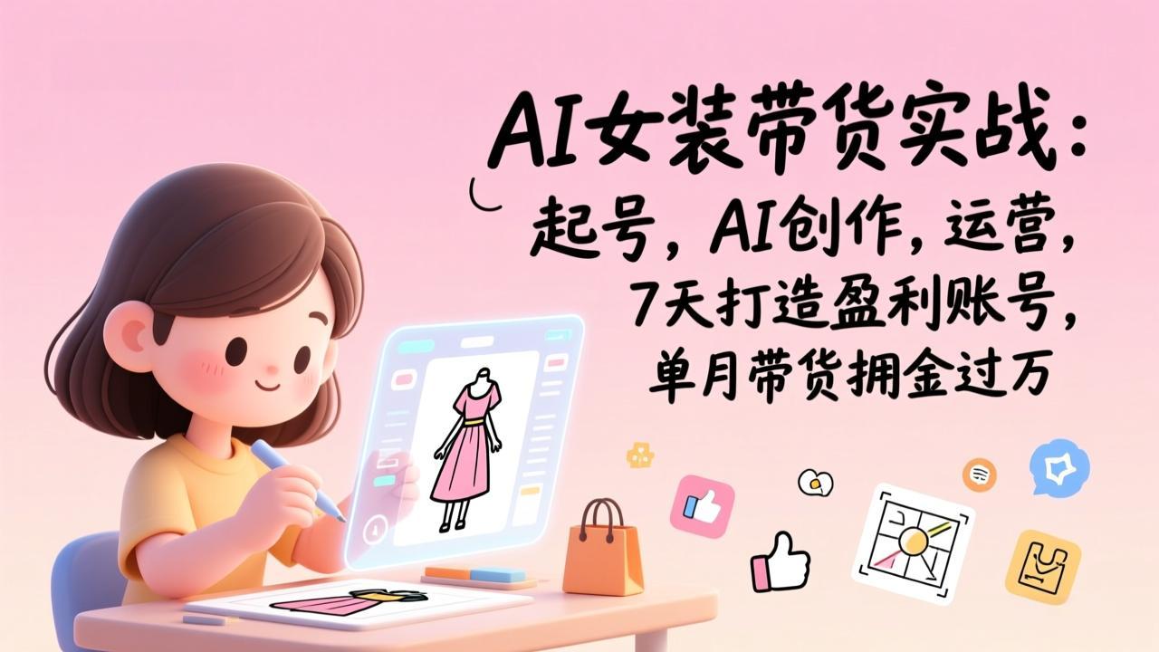 AI女装带货实战:起号,AI创作,运营,7天打造盈利账号,单月带货佣金过万-灵感工坊云网创