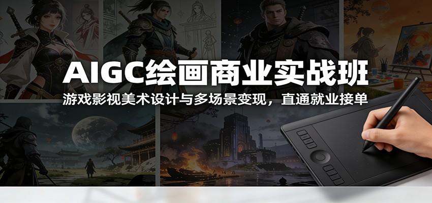 AIGC绘画商业实战班：游戏影视美术设计与多场景变现，直通就业接单-灵感工坊云网创
