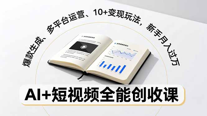 AI+短视频全能创收课，爆款生成、多平台运营、10+变现玩法，新手月入过万-灵感工坊云网创
