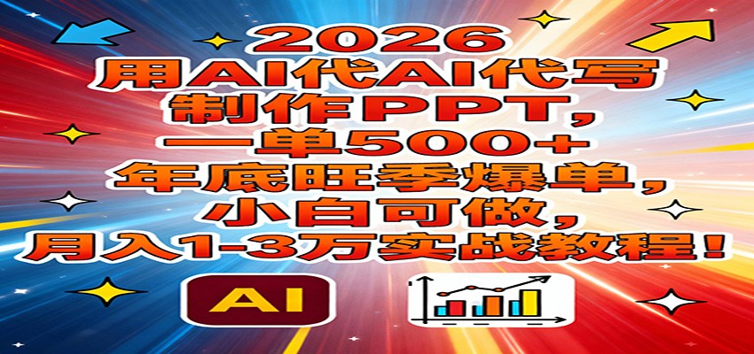 2026用AI代写制作PPT,一单500+,年底旺季爆单,小白可做,月入1-3万实战教程-灵感工坊云网创
