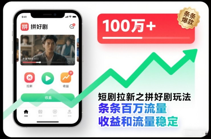 短剧拉新之拼好剧玩法,条条百万流量,收益和流量稳定-灵感工坊云网创