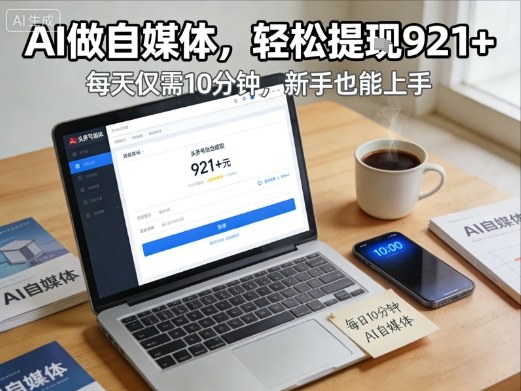 每天花费10分钟，头条号收益921+，用AI做自媒并不难【附视频教程】-灵感工坊云网创