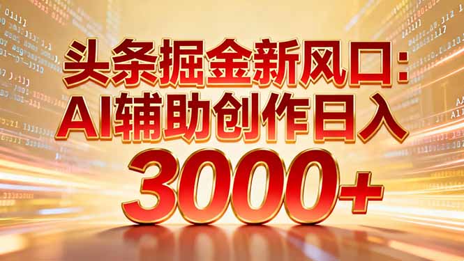 头条掘金新风口:AI辅助创作日入3000+,矩阵玩法当天启动隔天见效-灵感工坊云网创