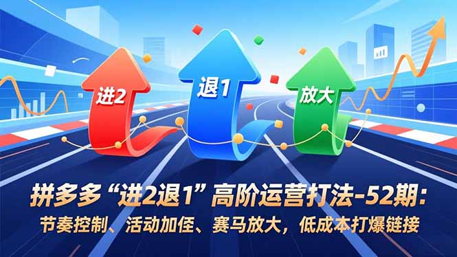 拼多多“进2退1”高阶运营打法-52期：节奏控制、活动加权、赛马放大，低成本打爆链接-灵感工坊云网创
