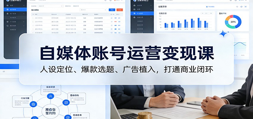 自媒体账号运营变现课:人设定位、爆款选题、广告植入,打通商业闭环-灵感工坊云网创
