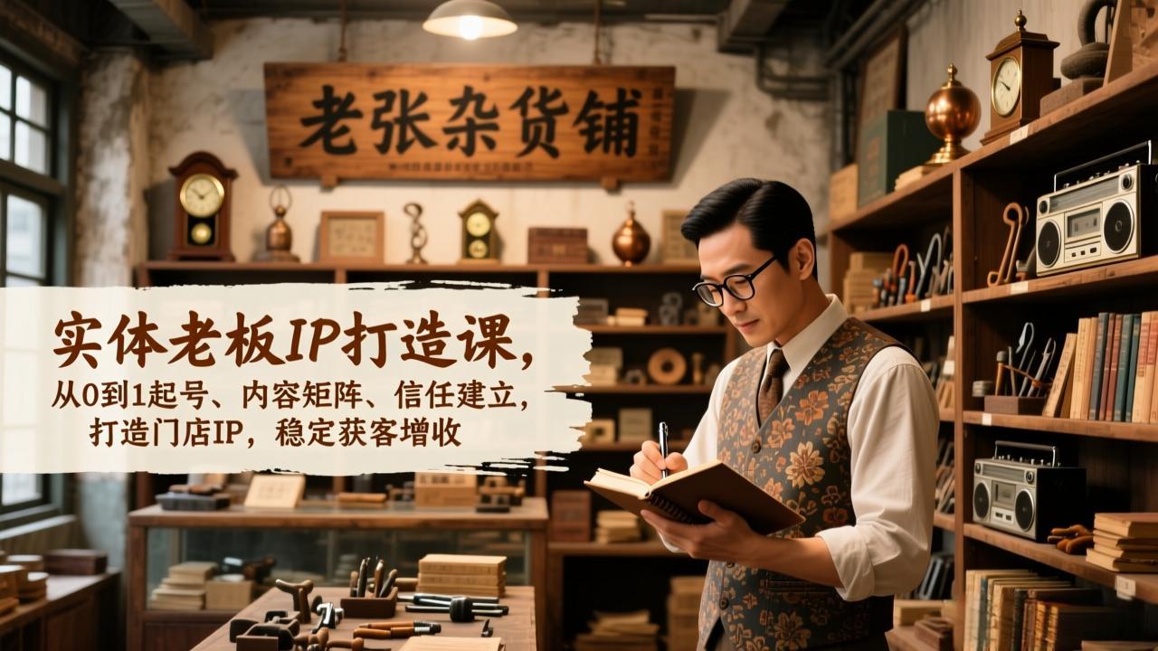 实体老板IP打造课,从0到1起号、内容矩阵、信任建立,打造门店IP,稳定获客增收-灵感工坊云网创