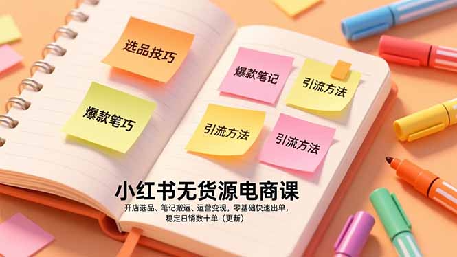 小红书无货源电商课,开店选品、笔记搬运、运营变现,零基础快速出单,稳定日销数十单(更新-灵感工坊云网创