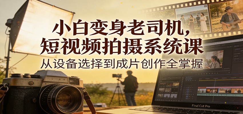 小白变身老司机,短视频拍摄系统课,从设备选择到成片创作全掌握-灵感工坊云网创