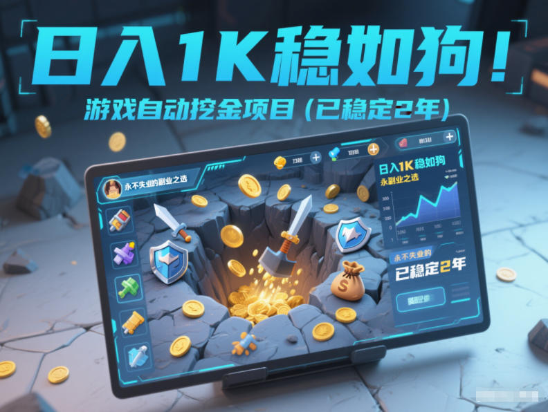 日入1K稳如狗！游戏自动挖金项目(已稳定2年)，永不失业的副业之选【揭秘】-灵感工坊云网创