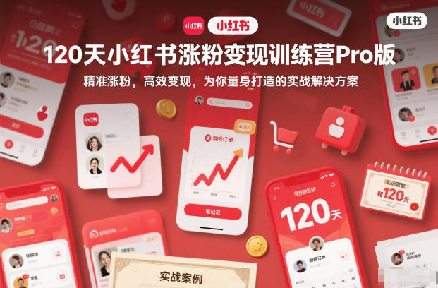 120天小红书涨粉变现训练营Pro版,精准涨粉,高效变现,为你量身打造的实战解决方案-灵感工坊云网创